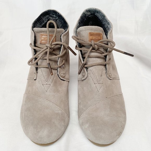 Toms Desert Wedge Suede Bootie - Taupe - Picture 4 of 8